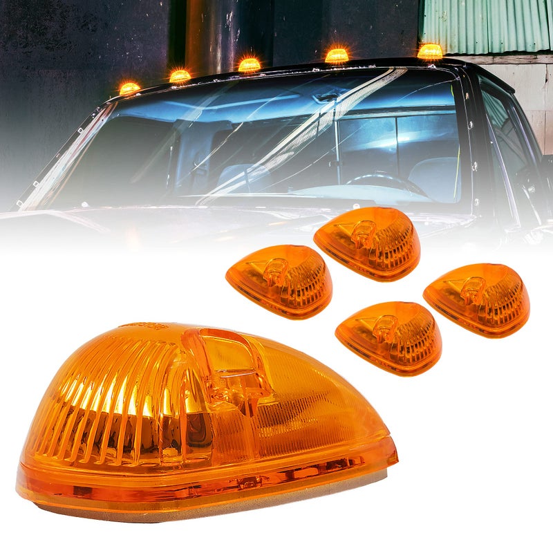 ONLINE LED STORE TRUE MODS Amber Teardrop Cab Marker Light Kit [DOT FMVSS 108] [SAE P2] [Universal Fit] [Reflector Lens] [94-98 Dodge Ram Direct Replacement] Lamp for Ford Van Super Duty F150 F250 F350 Chevy Truck - Image 1